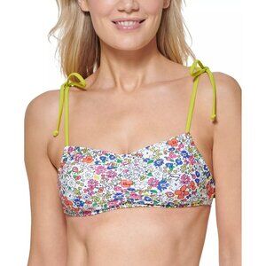 Tommy Hilfiger Womens Large Tie-Strap Floral Print Bralette Bikini Top $78 1953